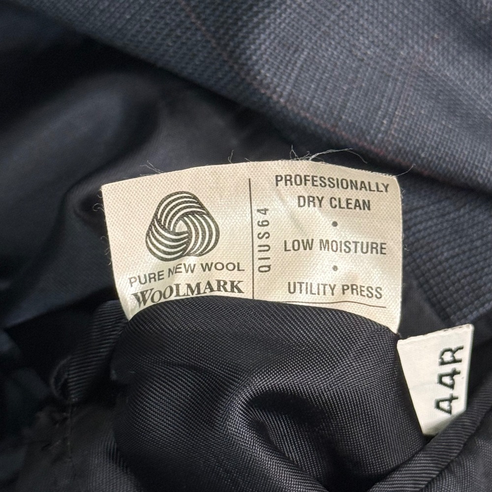 Hart Schaffner Marx Dillard's Mens 44R Blazer Pure New Wool Glen Plaid Charcoal - Picture 12 of 16
